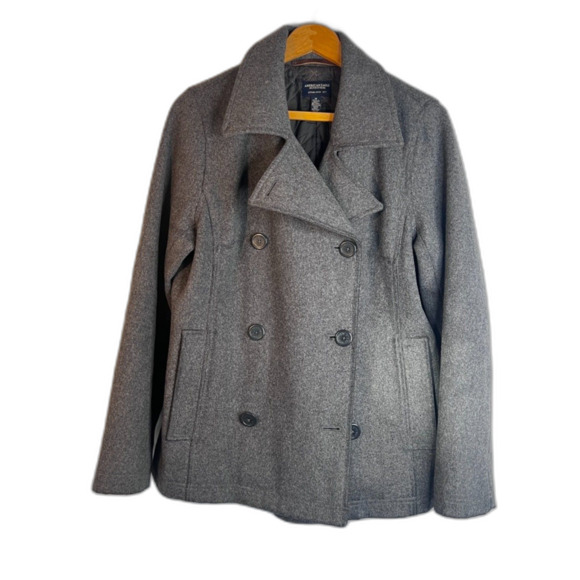 American Eagle Outfitters 80% Wool Peacoat Gray Classic Chic Size Medium Dressy - Picture 9 of 9